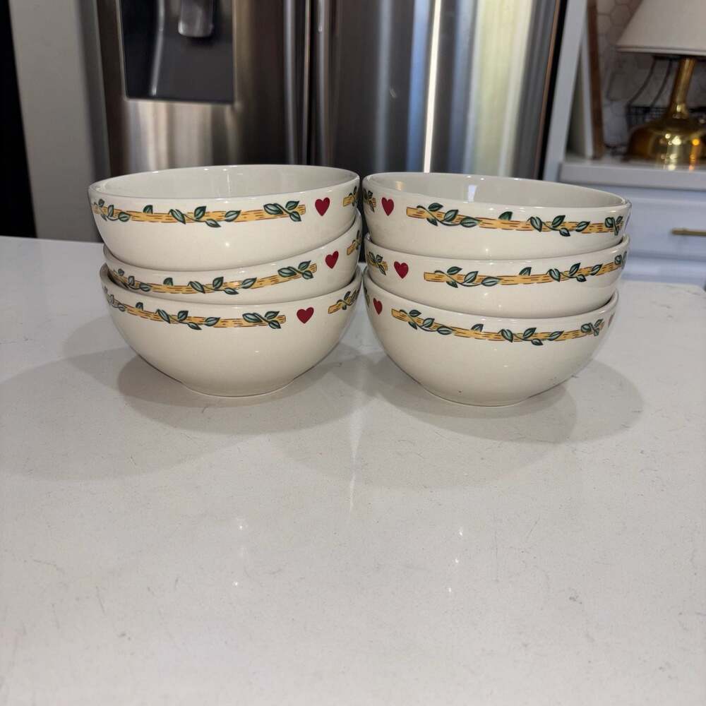 Thomson Pottery Birdhouse Cereal/Soup Bowls, Set of 6